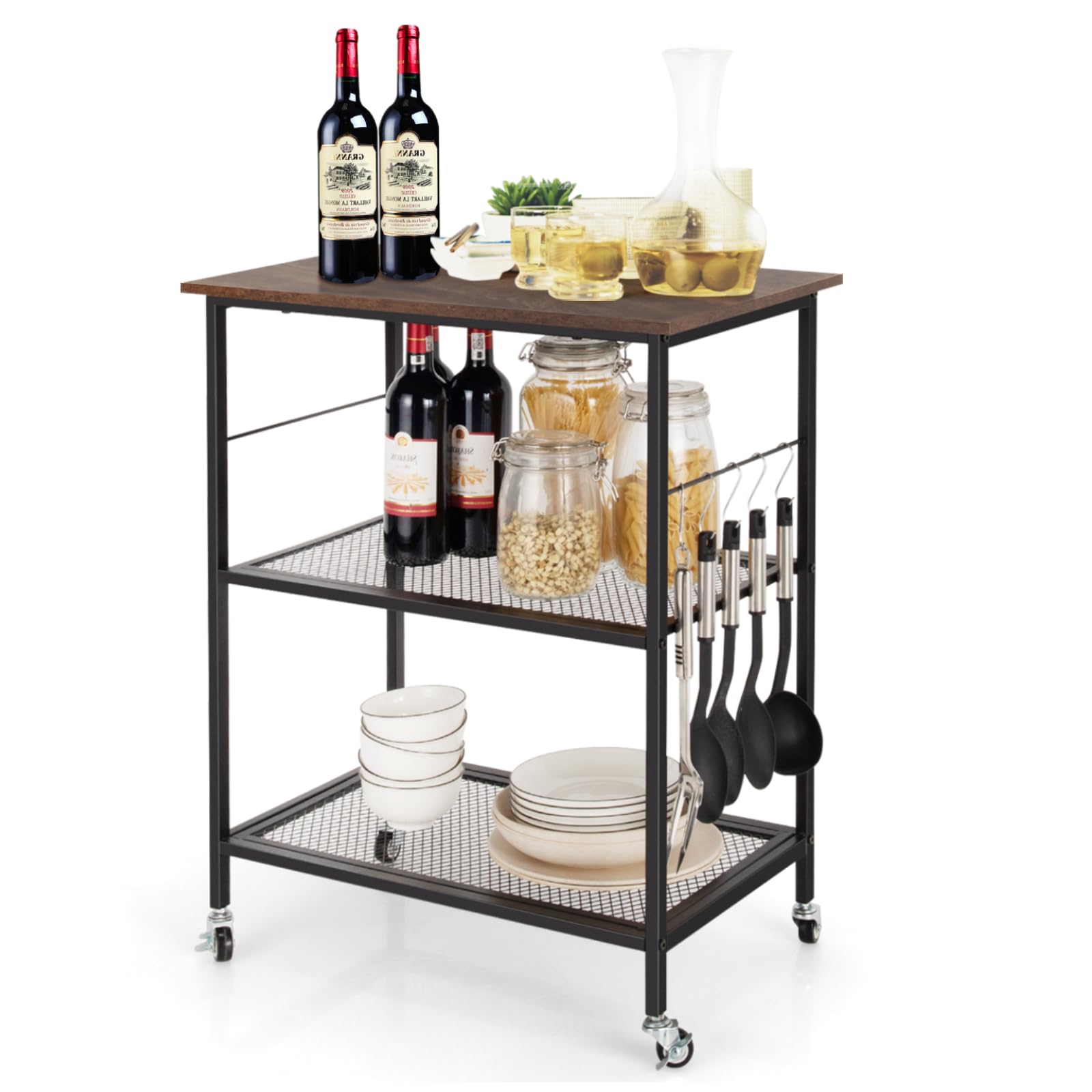 GiantexUK Kitchen Baker's Rack, 3 Tier Serving Cart Microwave Stand