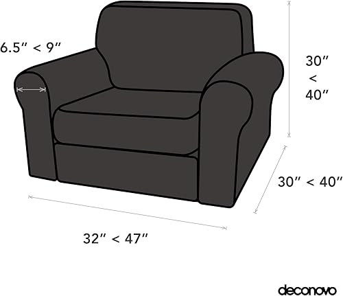 Miniatura 3 de Deconovo Funda protectora de elastano ajustable antideslizante para sillón de alta elasticidad, antiarrugas, con estampado sólido, silla, color negro