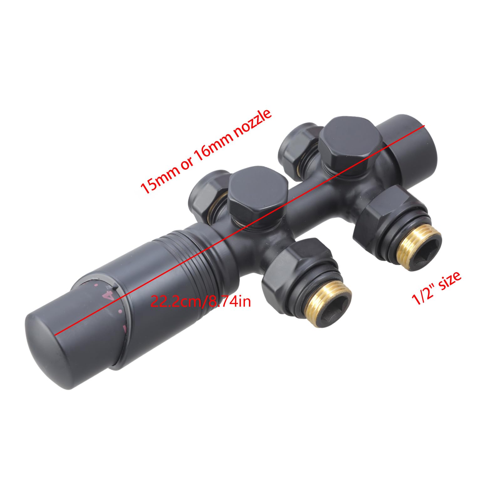 Set di valvole termostatiche per termosifoni ad angolo e passaggi, design per sistemi di riscaldamento domestico, finitura antracite, G1/2 accessori per riscaldamento