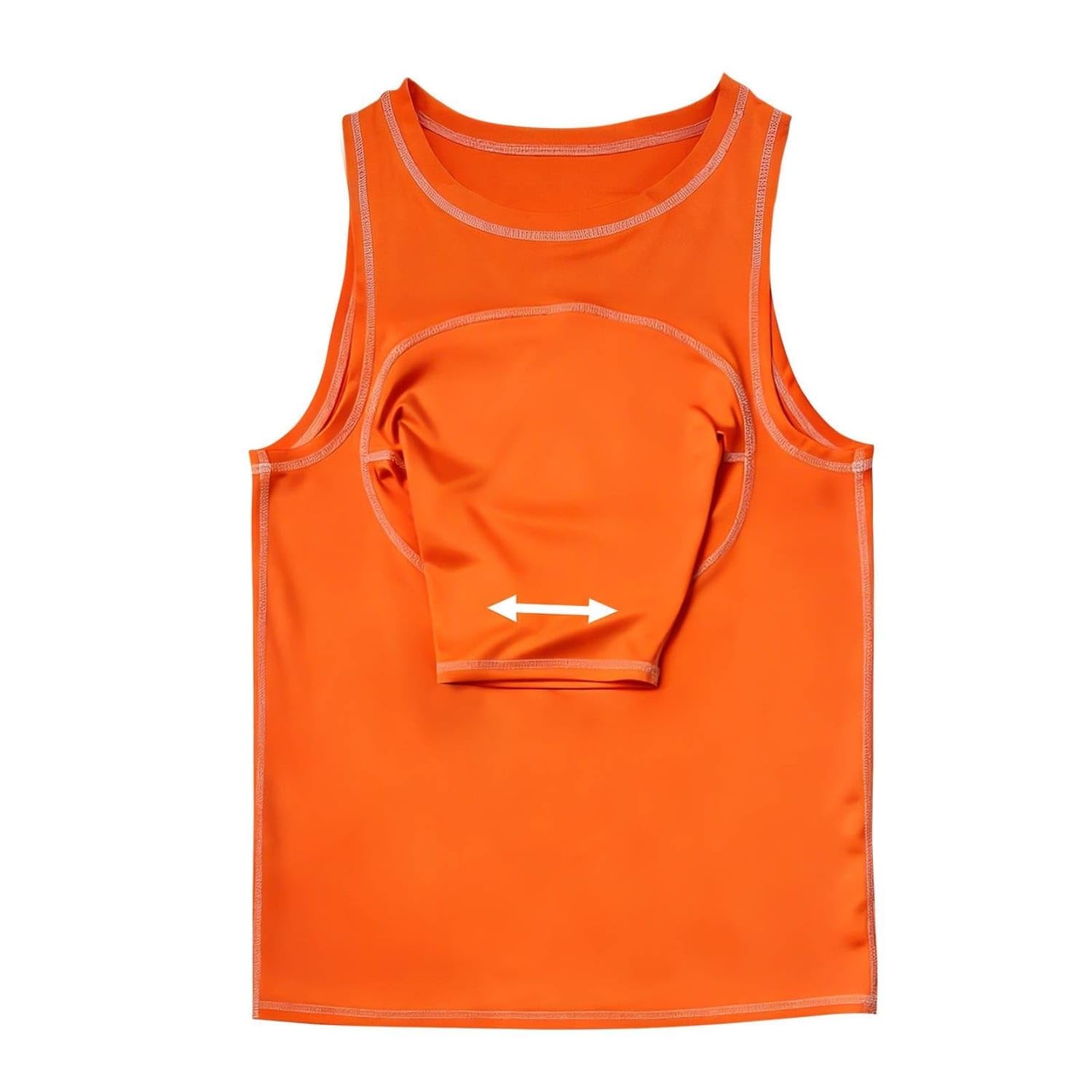 Stretch Material Sleeveless Golf Practice Vest Contrast Stitched Trim One-Sleeve Training Top Fitted Athletic Shape Swing Training Vest Round Neckline for Golfers, Orange, L-image-49