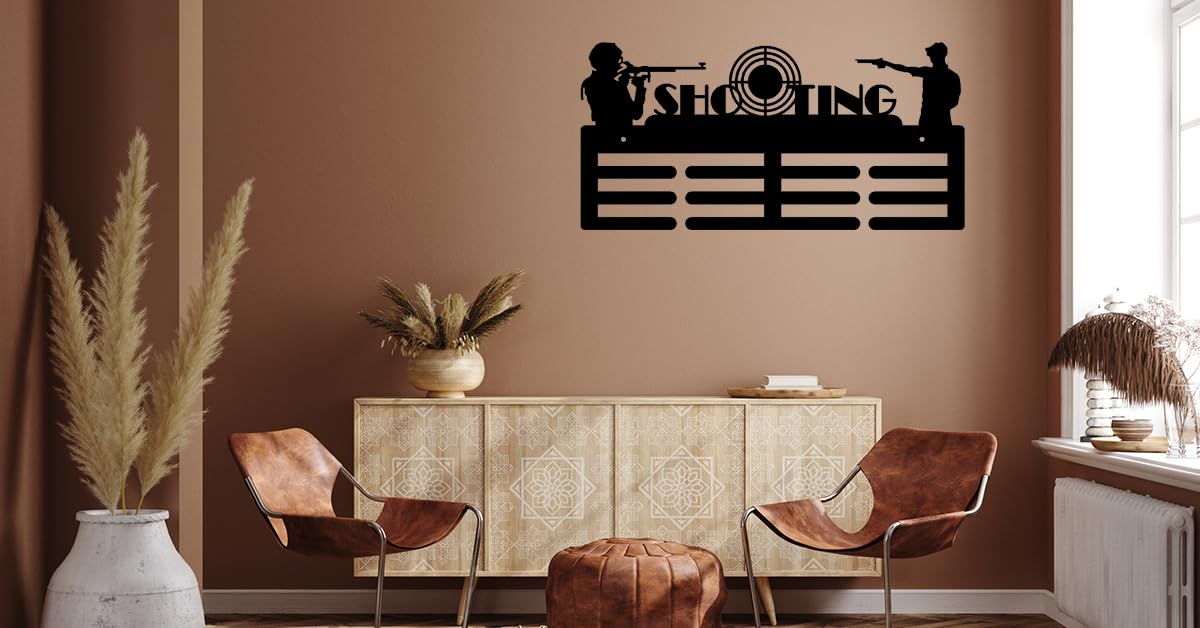 Alien Lasertech Shooting Sports Metal Medal Hanger for Home and Office (Mild Steel Material with Black Powder Coating) 450mm x 220mm with 12 Hooks 1.5 mm Thickness-picture-29
