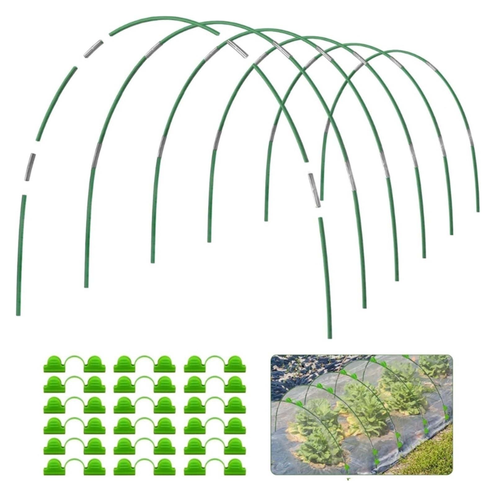 Archi per Serra Orto Serra a Tunnel for la Coltivazione di Fiori a Cerchio, Telaio in Fibra di Vetro for reti da Giardino, aiuola rialzata, Ombra for Piante(50PCS)