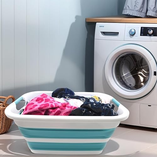 Miniatura 2 de SAMMART Cesta plegable de plástico plegable de 41 L (10.8 galones), contenedor de almacenamiento plegable, bañera de lavado portátil, cesta de