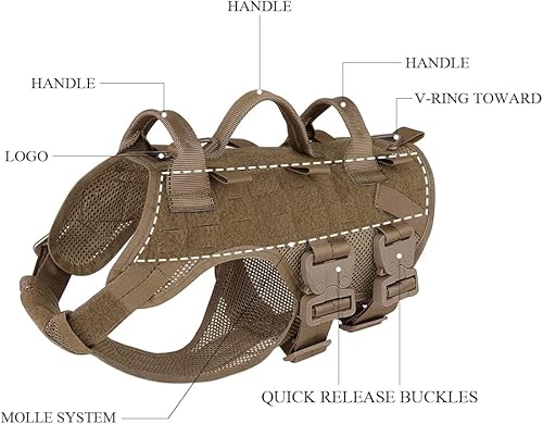 Miniatura 6 de PETAC GEAR Tactical Dog Harness No Pull for Large K9 Working Dogs Military Dogs Vest Police Service Training Dogs Molle Harnesses with Handle