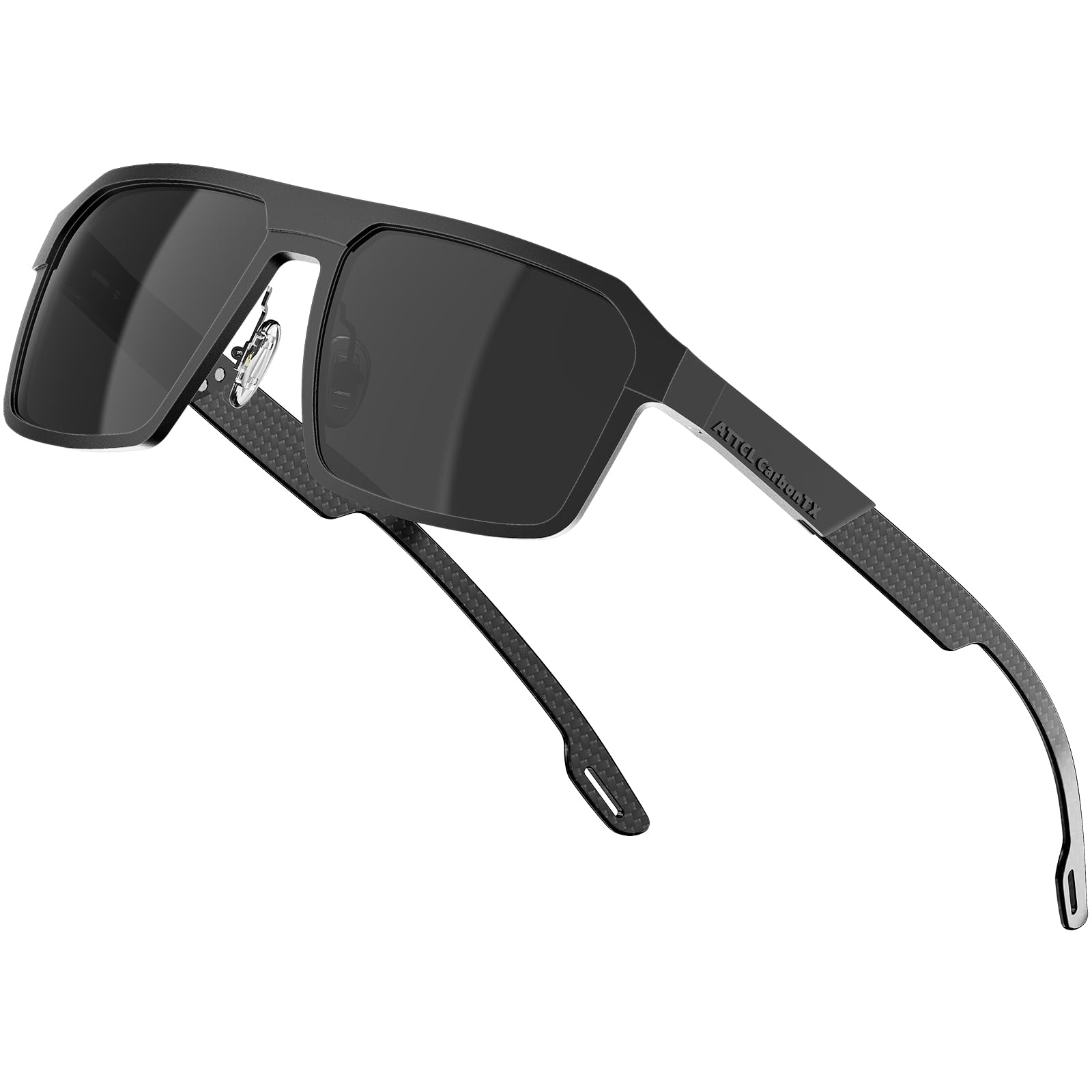 ATTCLRectangular Men's Sunglasses Polarized UV Protection CarbonTX Sunglass for Driving, Fishing, Travel, Mens Shades