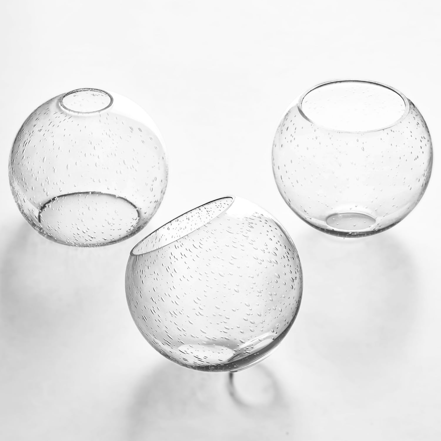 3 Pack Fixture Replacement Globe Shade, 6 Inch Diameter, E26 Base 1-5/8 Inch Fitter, Glass Globe Lampshade Cover for Pendant Wall Sconce Chandelier Vanity Light (3 Pack 6 Inch Clear Seeded Glass)
