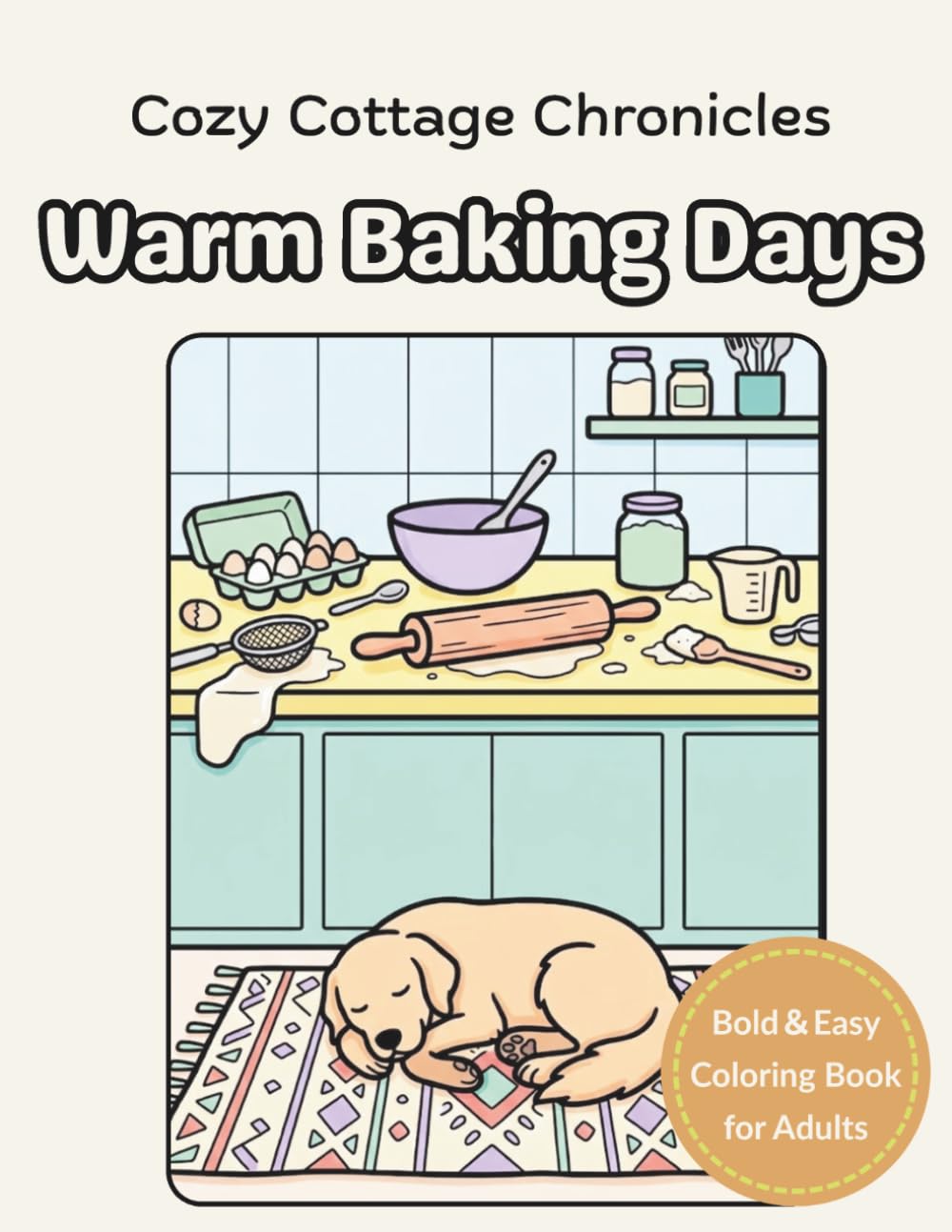 Cozy Cottage Chronicles:Warm Baking Days: Bold and Easy Coloring Book for Adults: Simple and Relaxing Baking Designs for Stress Relief and Cozy Relaxation