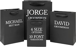Etley Personalized Groomsmen Gift Bags - Custom Groomsman Gift Bag with Name - Groomsman Proposal - 4 Sizes, 10 Fonts - Black Groomsmen Bags