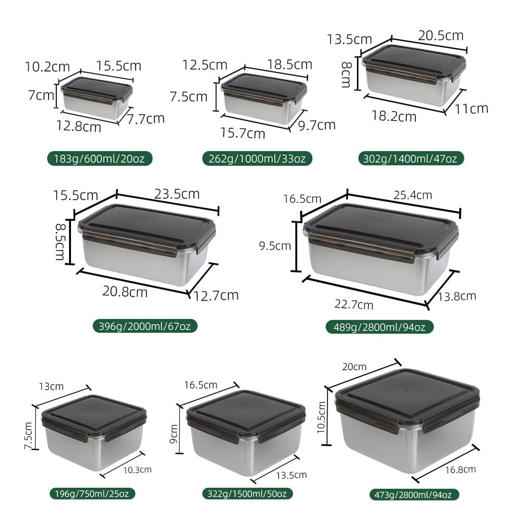 316 Edelstahl-Lunchbox Outdoor-Lunchbox (Größe: S 2800 ml) (R 2000 ml)