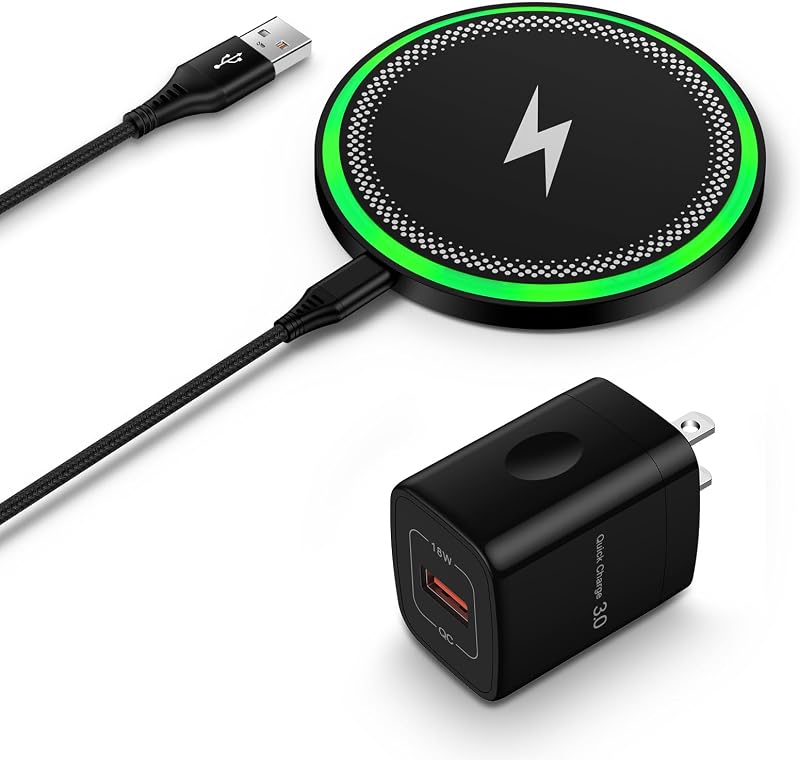 para Samsung S26/S25 Ultra/S24 Plus/S24FE Cargador inalámbrico Almohadilla de carga rápida | Cargador de teléfono inalámbrico de 15W, estación de carga Android, alfombrilla para Galaxy S24Ultra/S23+/S22/S21 Google Pixel 10a 9 8A con adaptador