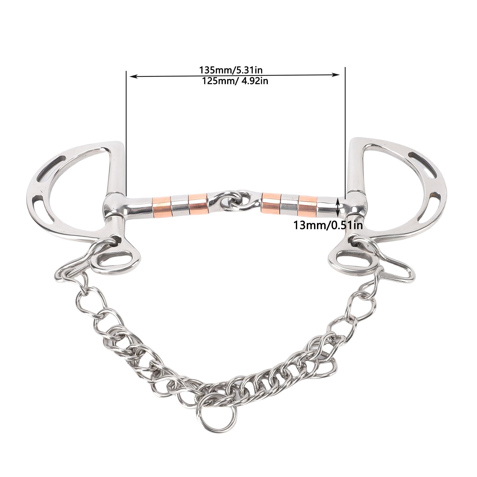 Tyenaza Filete ranurado de Acero Inoxidable, Broca de Caballo con Anillo de Boca articulada Hueca de Control Mejorado para ecuestres