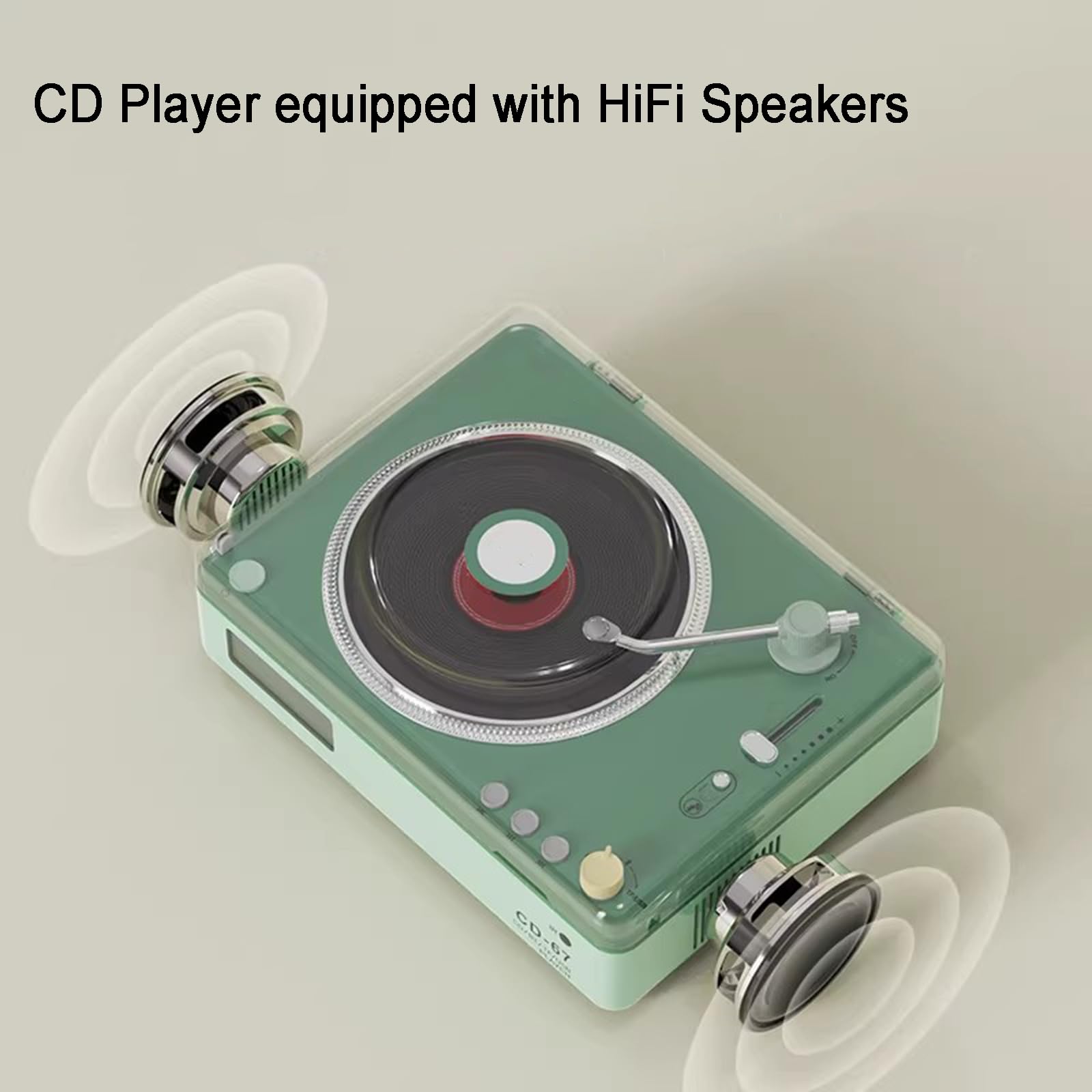 Lettore CD portatile con altoparlanti, trasmettitore Bluetooth, uscita AUX, supporto USB e scheda TF, uscita cuffie, telecomando per musica domestica