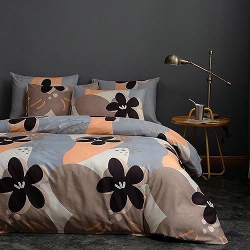 Miniatura 2 de MR.FEATHER Juego de funda de edredón de microfibra de 3 piezas con cierre de cremallera para flores caqui, juego de funda de edredón moderno tamaño