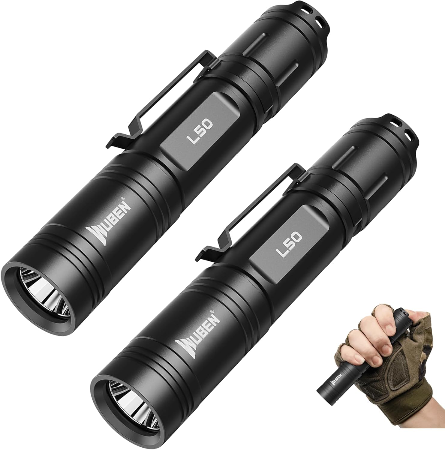 WUBEN Linterna LED L50 recargable, 1200 lúmenes altos, linterna táctica IP68 impermeable con 5 modos, linterna de mano EDC para emergencias de campamento en casa, regalos de herramientas para hombres