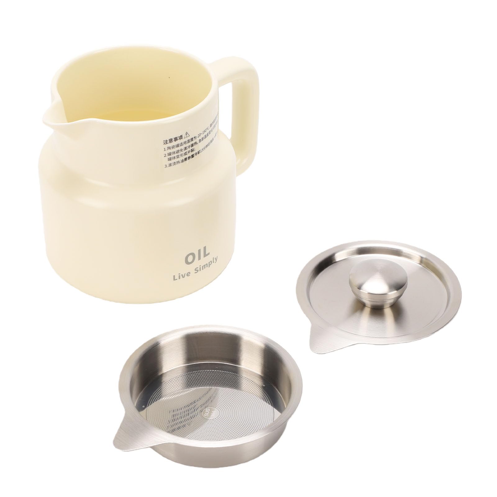 Generic Pojemnik do Przechowywania Oleju 1500 Ml Ceramiczny Pojemnik na Tłuszcz ze Stali Nierdzewnej z pokrywką ochronną do Użytku w Kuchni Domowej