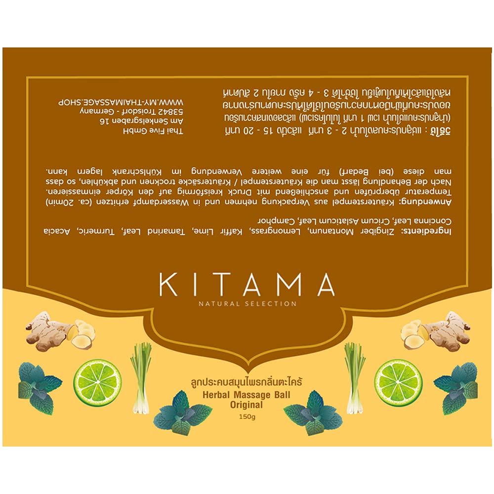 Kitama Kräuterstempel 150g (Gramm) Original Thai Kräuter für Kräuterstempel Massage - zur Entspannung - Lösung von Verspannungen (10 Stk.)