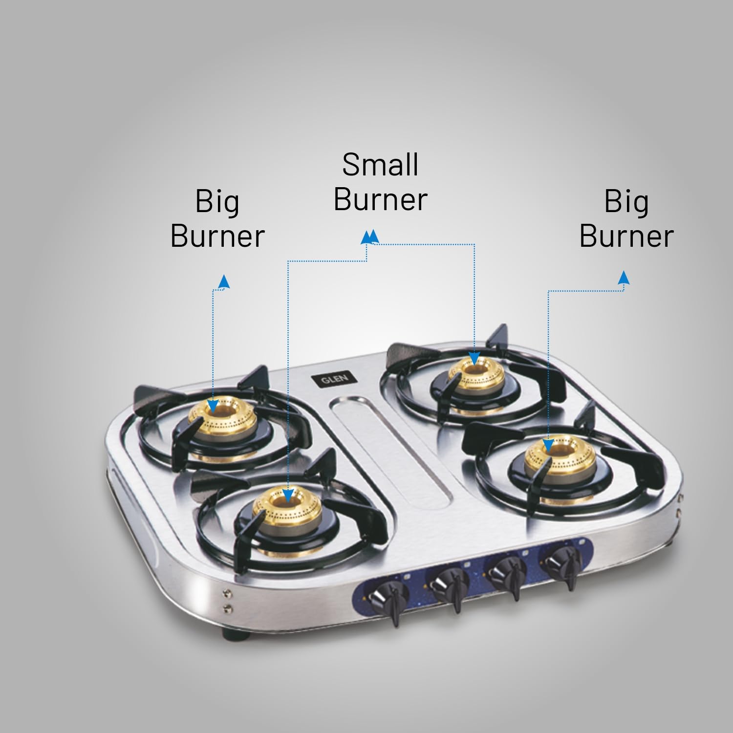 Glen 4 Burner Stainless Steel Gas Stove - Manual Ignition -4