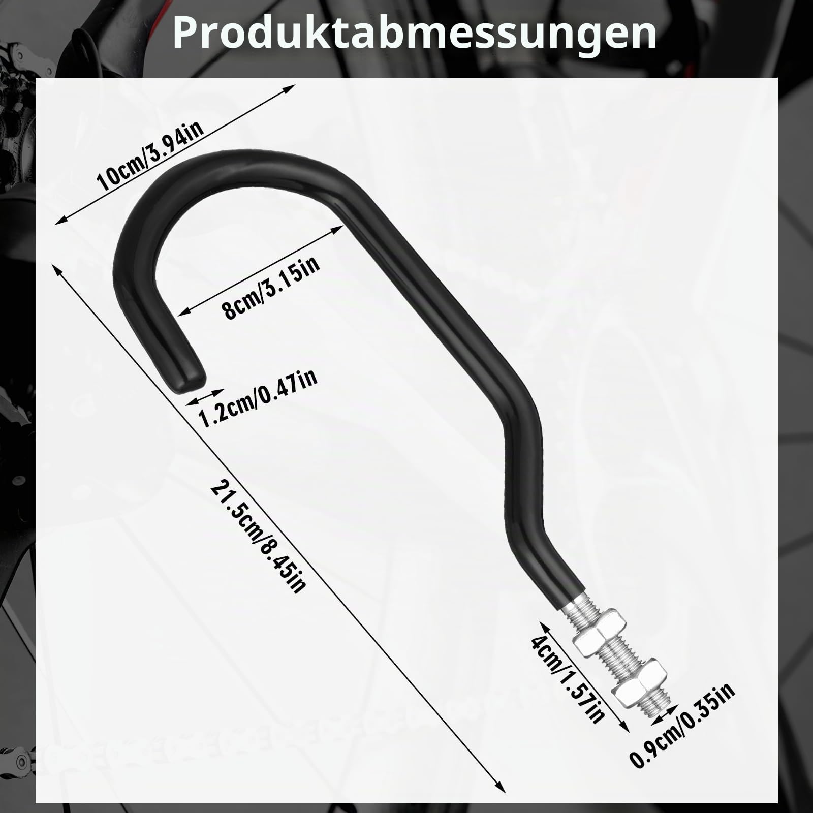 Shimeyao 8 Stück Maschinengewinde Fahrrad Aufbewahrungshaken, 8,9 cm