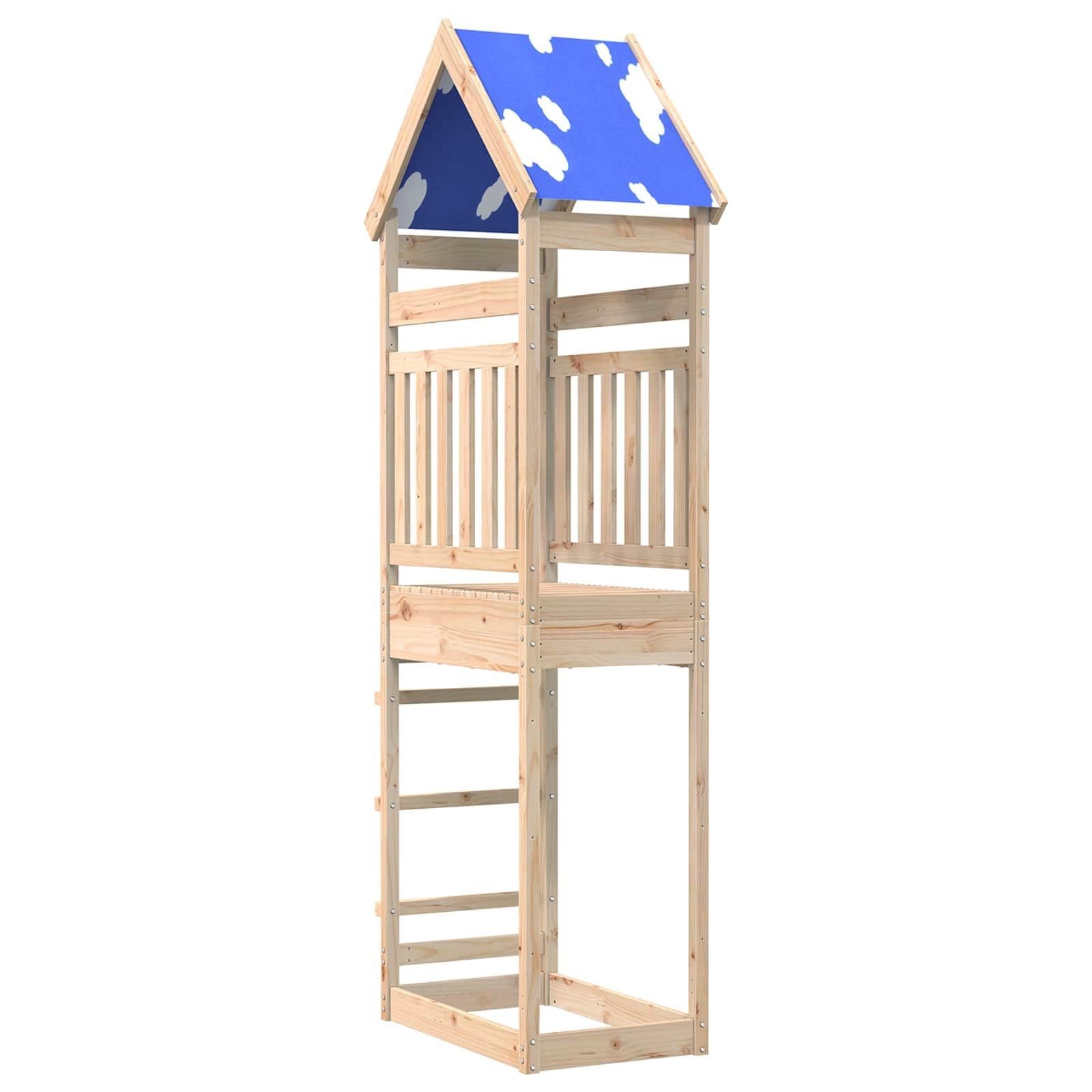 Mangloder Spielturm aus massivem Kiefernholz 52,5 x 85 x 265 cm wetterfestes Gartenhaus mit Rutsche, Schaukel und Klettern für Kinder im Außenbereich, ideal für Spielplatz, Hof oder Garten