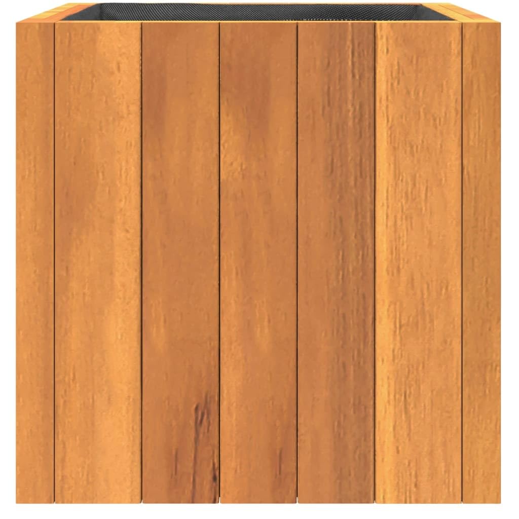 Macetero cuadrado de 25 x 25 x 25 cm, de madera maciza de acacia, con bolsa de fieltro para plantas de interior, hierbas y flores, para salón y oficina