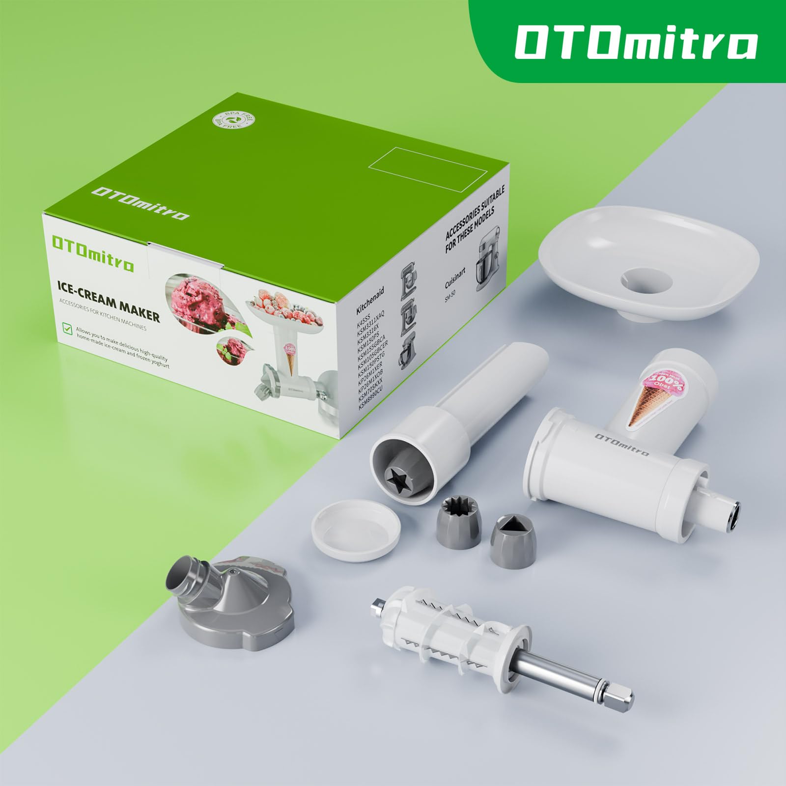 Accessorio per gelatiera per frullatore da tavolo KitchenAid, accessorio per gelato alla frutta realizzato con materiali BPA-free e sicuri per gli alimenti, macchina per gelato soft