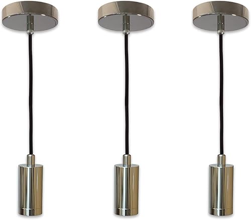 Miniatura 29 de Royal Designs, Inc. Iluminación colgante colgante, enchufe de luz colgante sin llave en forma de cilindro y toldo, cobre antiguo con cable de tela