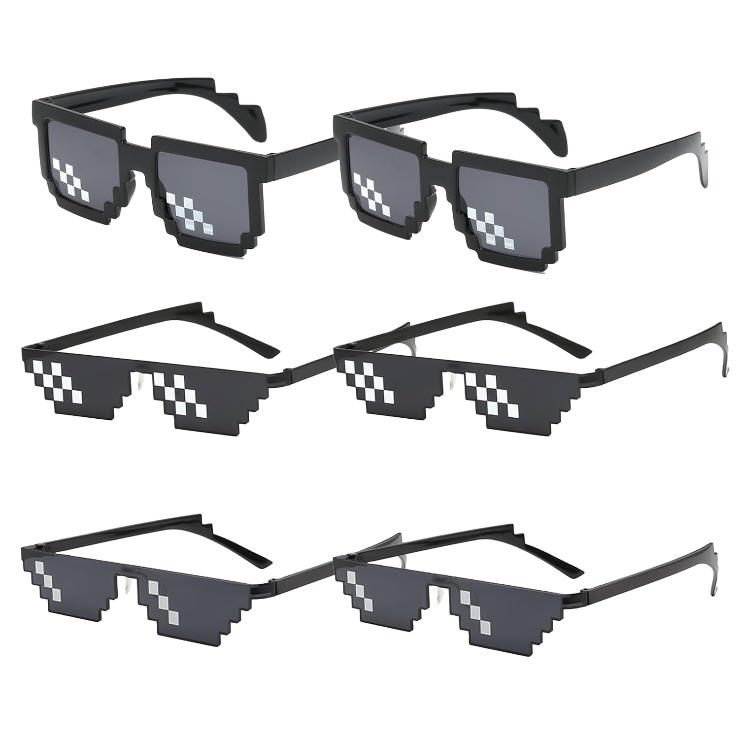 UNVOJL 6pcs Pixel Sunglasses Thug Life Sunglasses Unisex Eyeglasses Funny Eyeglasses Photo Props Party Supply for Kids Adults