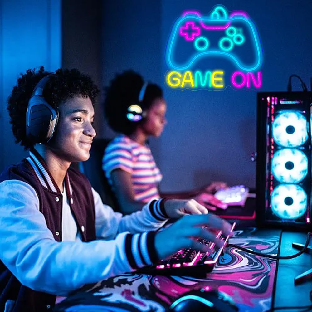 Insegna al neon per decorazione da parete, luce al neon per decorazione della stanza dei giochi, insegna al neon a forma di gamepad, decorazione per la stanza dei ragazzi, miglior regalo per giocatori