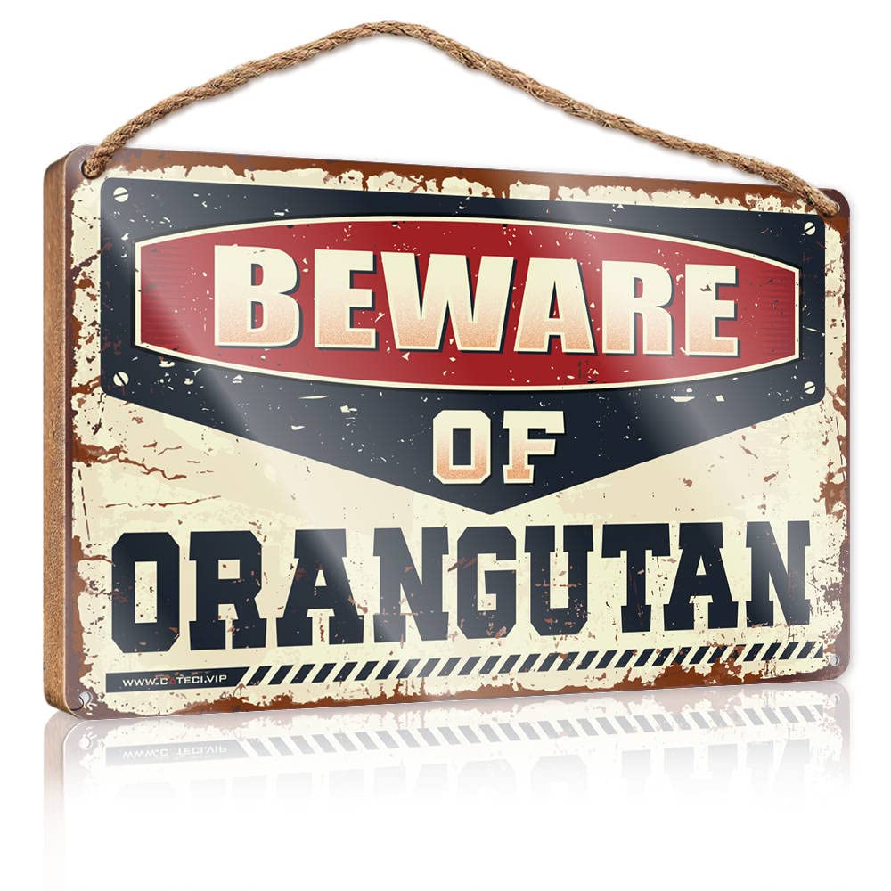 Dtha One Color Farmhouse Wall Decor Signs Beware Of Orangutan Wooden Sign Wooden Signs For Crafts Bathroom Funny Decor(23X35cm)