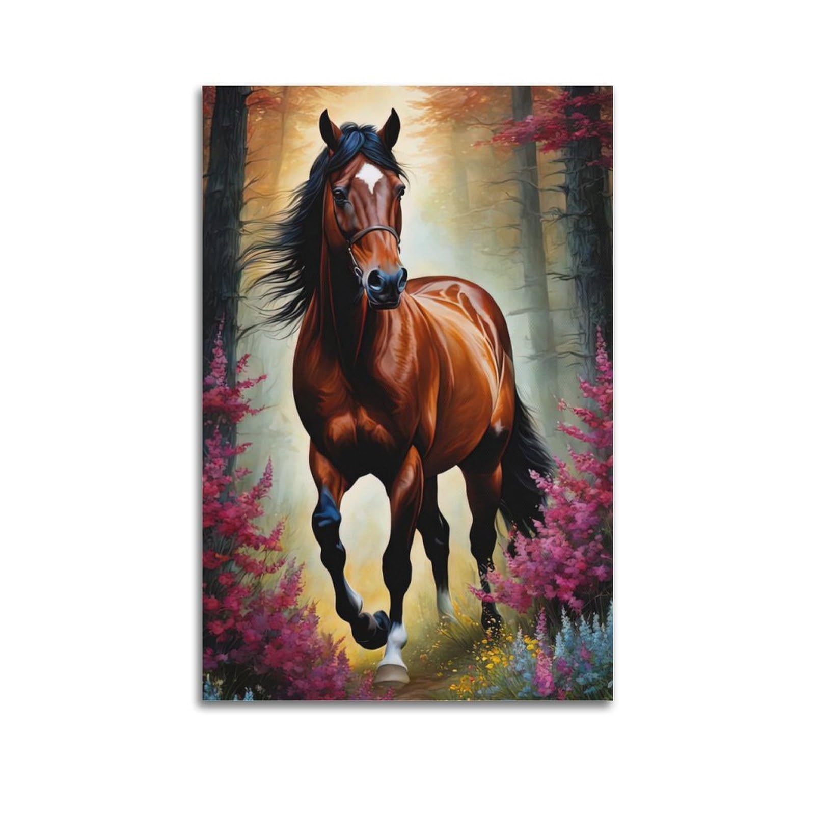 JTLFXY Animal Poster Stallion of The Forest Poster Decorative Painting Canvas Wall Posters And Art Picture Print Modern Family Bedroom Decor Posters 20x30inch(50x75cm)