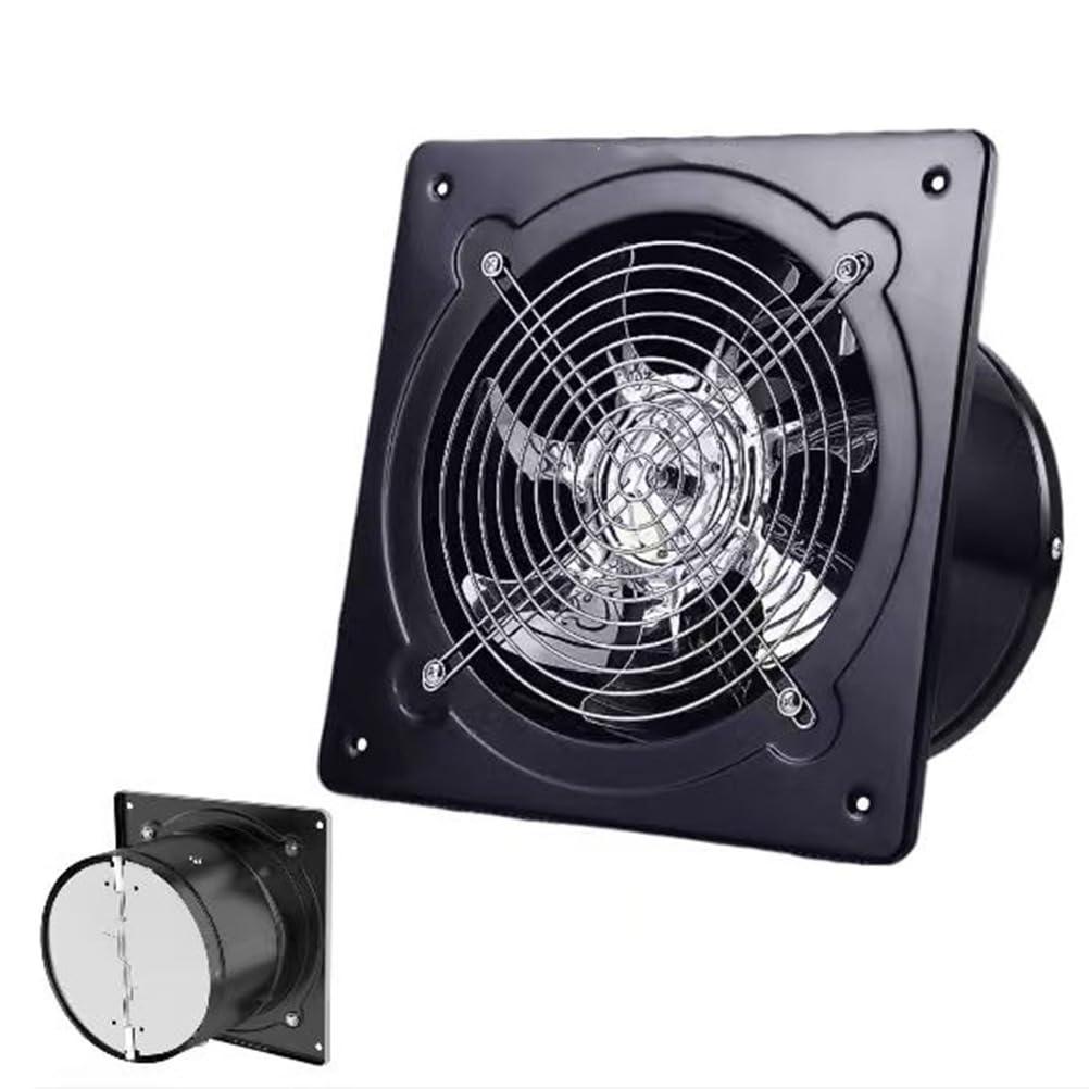 HYZHANHONG 220V Small Ventilation Exhaust Fan, 12 Inch Wall-Mounted Air Extractor for Bathroom, Kitchen, Toilet, And Basement (Black)