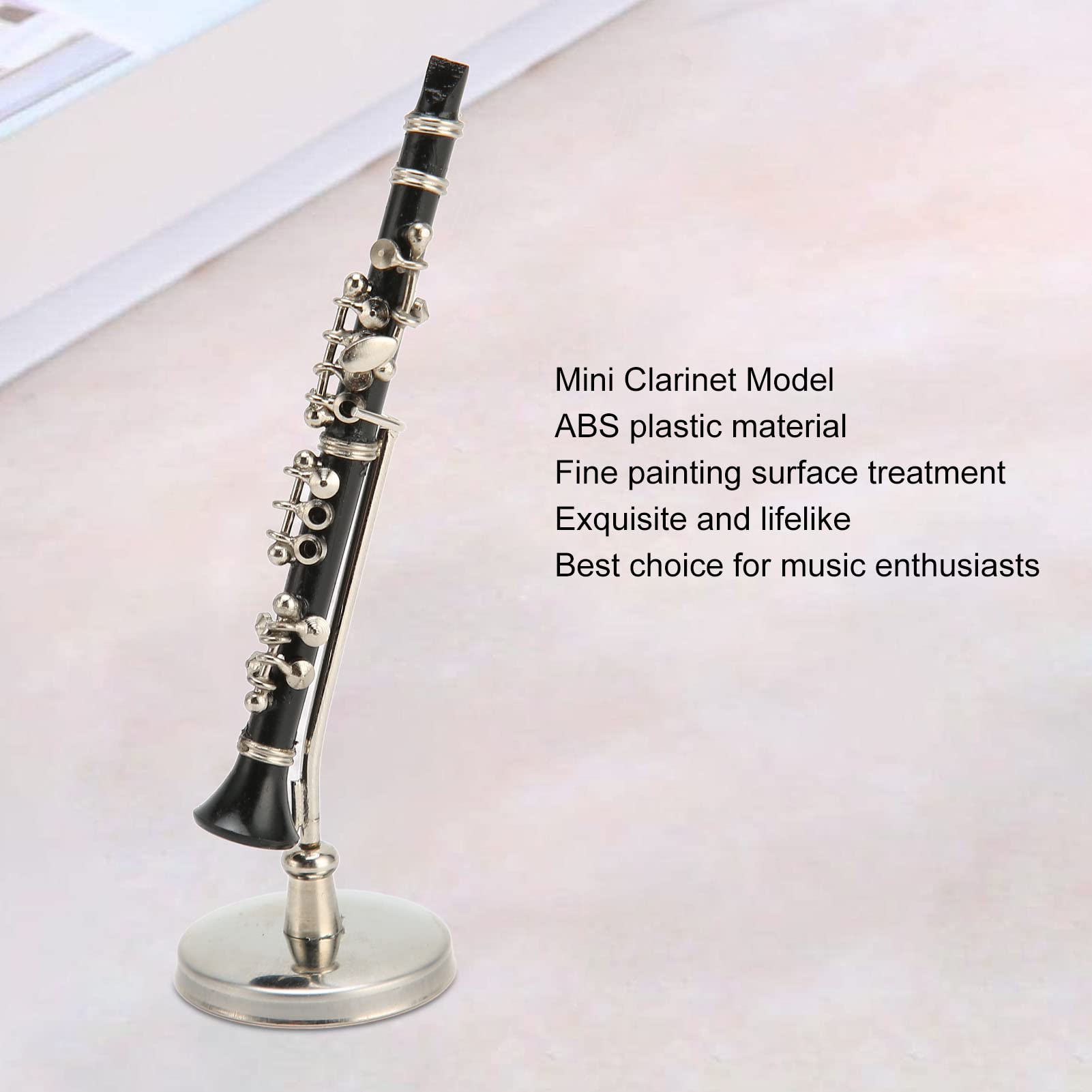 Miniatur Klarinette mit Ständer und Koffer, Miniatur Klarinette in Schwarz, Musikinstrument, Klarinettenmodell mit Box für Puppenhausmusik, Raumdekoration