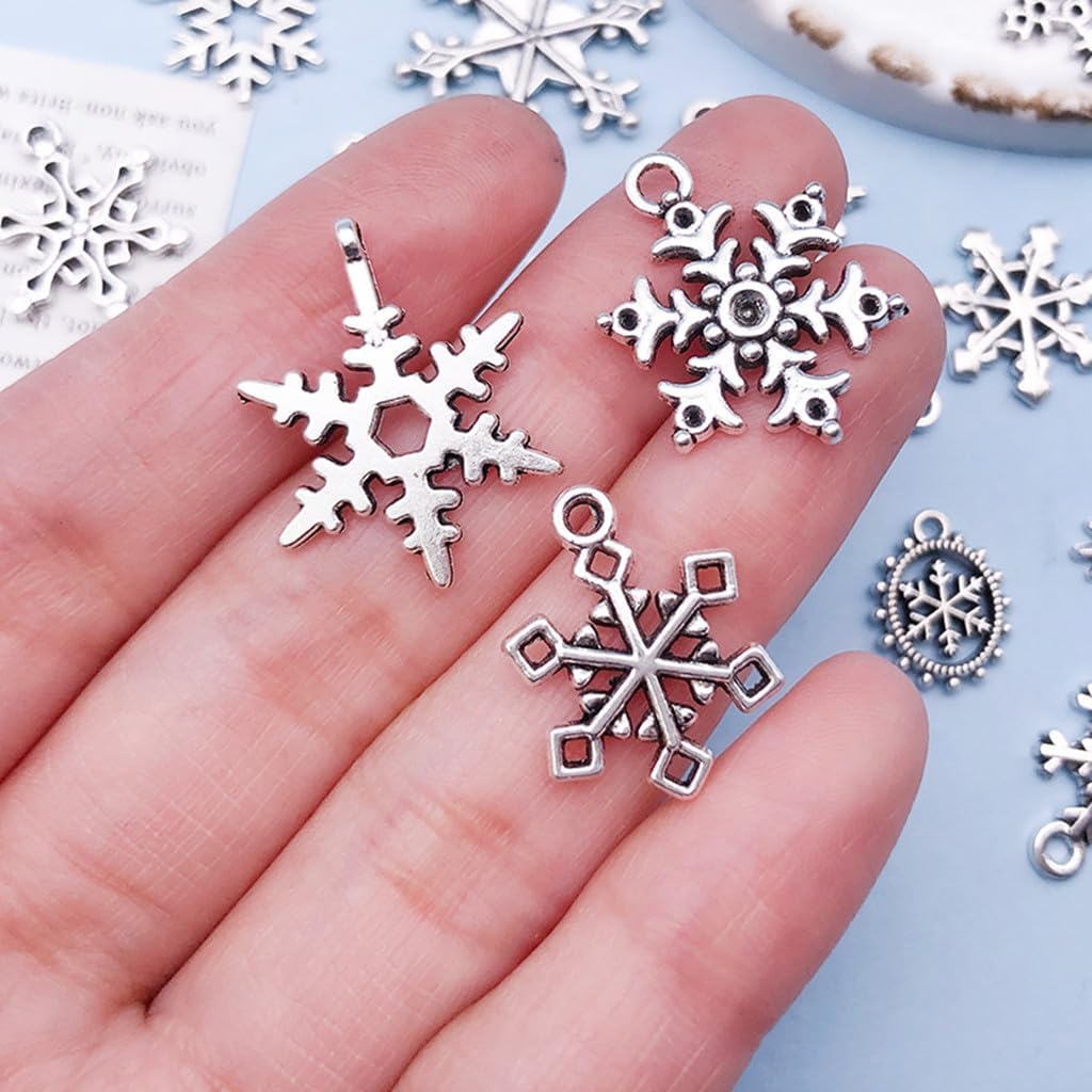 Assorted Christmas Snowflake Charms Xmas Pendant for Holiday DIY Jewelry Making Findings(40pcs) - Image 3