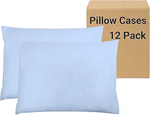 ZPECC Pillow Cases Standard Size Set of 12, 20x26 Envelope Closure Pillowcases, Soft Plain Brushed Microfiber Covers Hypoallergenic Breathable, Light Blue