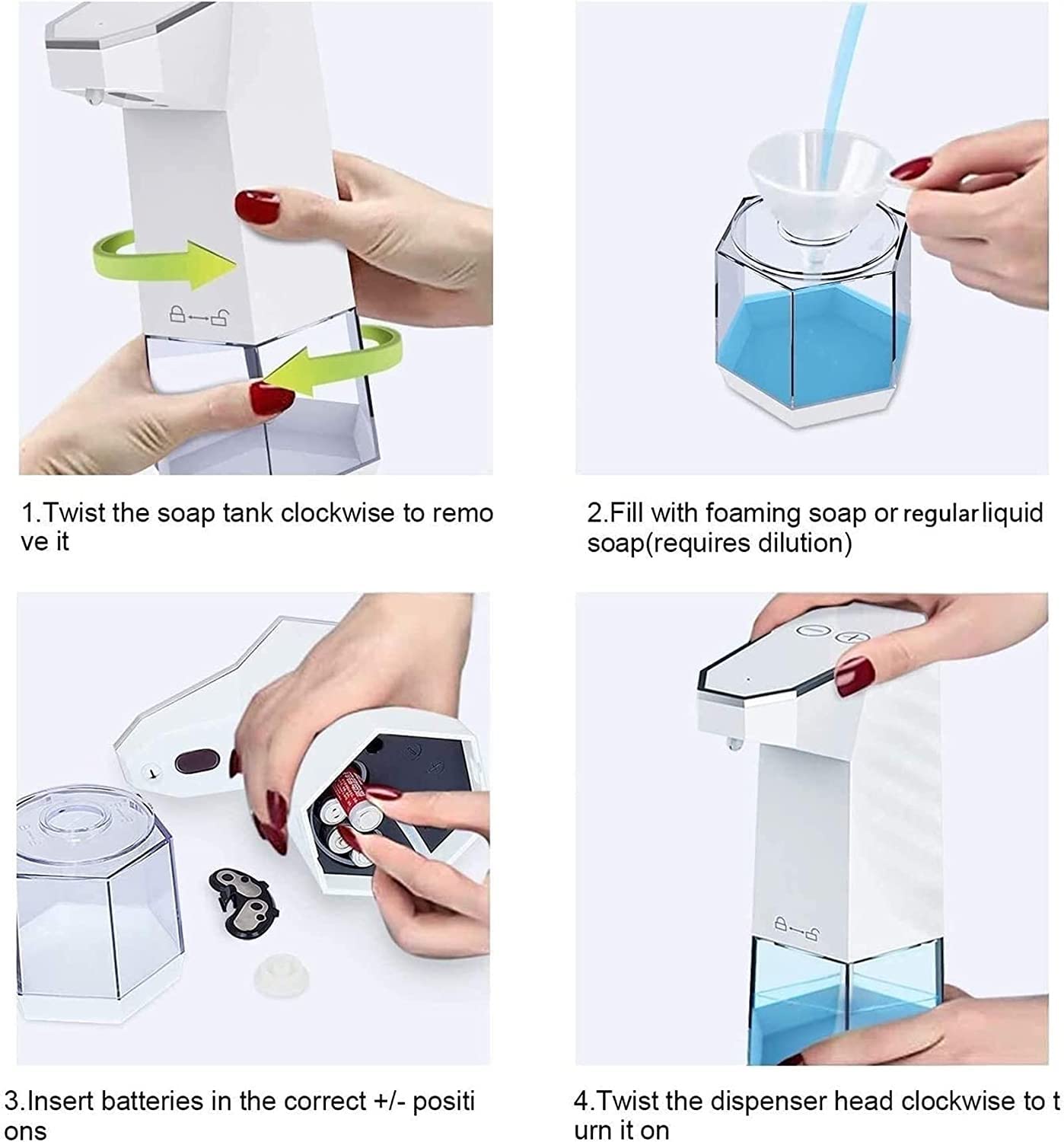 Dispensador de jabón sin contacto, dispensador automático de jabón espumoso recargable para cocina y baño, montado en la pared para uso higiénico, funcionamiento manos libres
