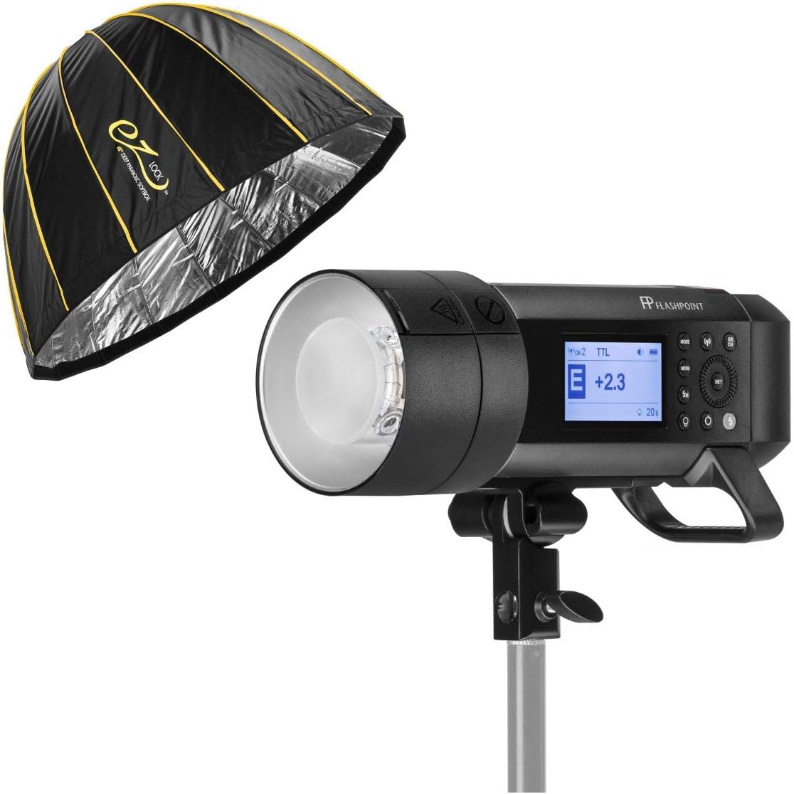 Flashpoint XPLOR 400PRO TTL Battery-Powered Monolight with Built-in R2 2.4GHz Radio Remote System (with Bowens Mount Adapter) - Godox AD400 Pro + Glow EZ Lock Deep Parabolic Quick Softbox (48") : Electronics