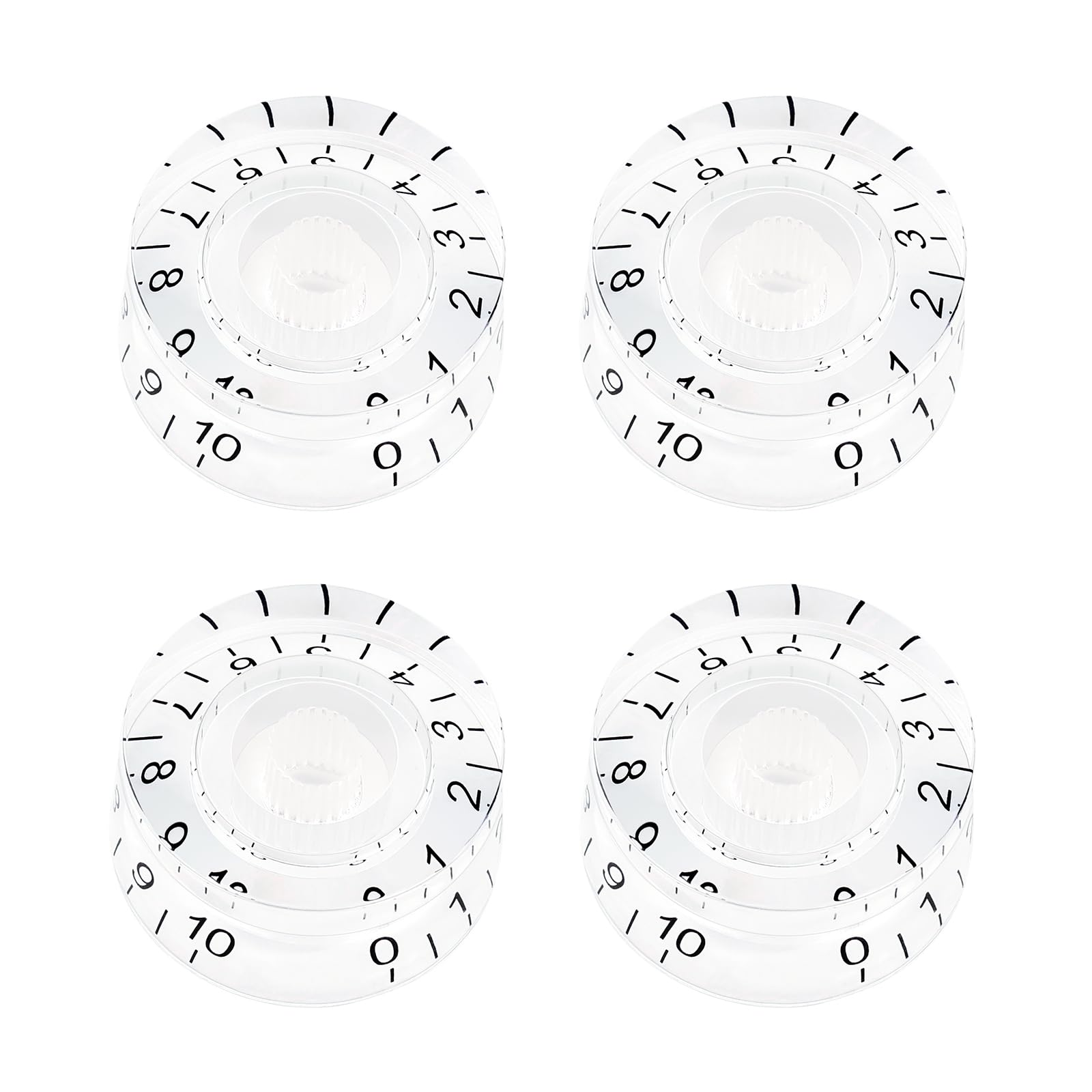 Banworks '60s Guitar Control Knobs 24-Spline Imperial Knobs 2 Tone and 2 Volume 6mm (15/64") Knobs Speed Knobs Top Hat for Gibson Les Paul SG Electric Guitars Pack of 4 JT/XN-08 Transparent