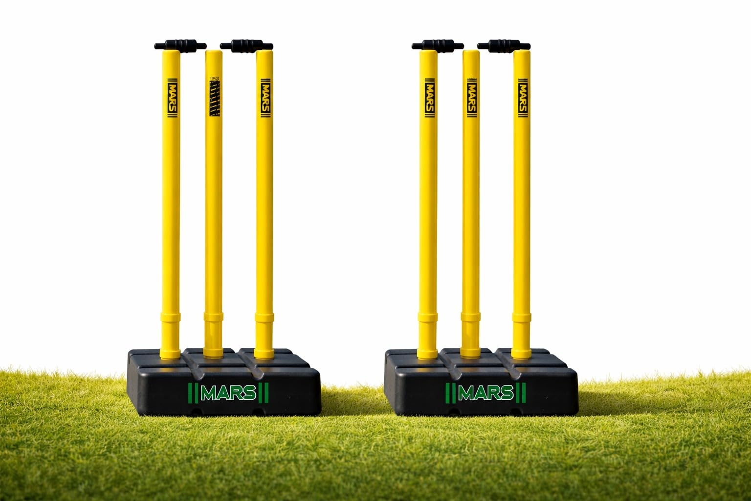 Mars Cricket Stumps with Stand, Plastic Wickets Set with Bails, Fluorescent Green, for Ground Match Tournament-image-34