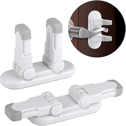 3 Serrures De Sécurité Enfants - Pour Armoires, Tiroirs, Frigo - Installation Sans Perçage Adhésive - Blanc - 19.3x3.3 Cm
