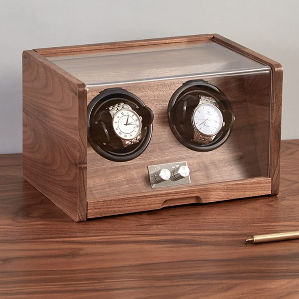 Estuche Relojes Caja De Almacenamiento Coctelera Reloj con Cubierta Transparente, Joyero Madera, Simple Retro Organizador(2 epitope)