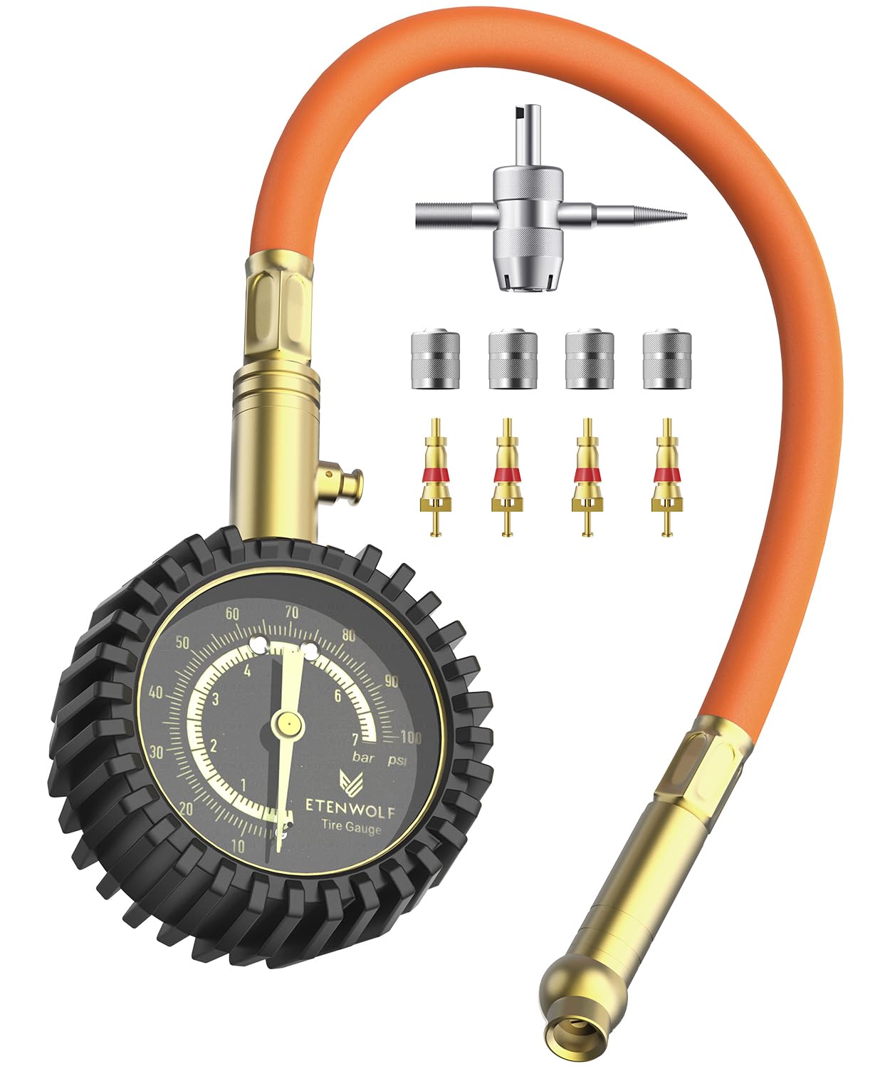 Amazon.com: ETENWOLF Tire Pressure Gauge 0-100 PSI, ANSI B40.1 Grade A ...