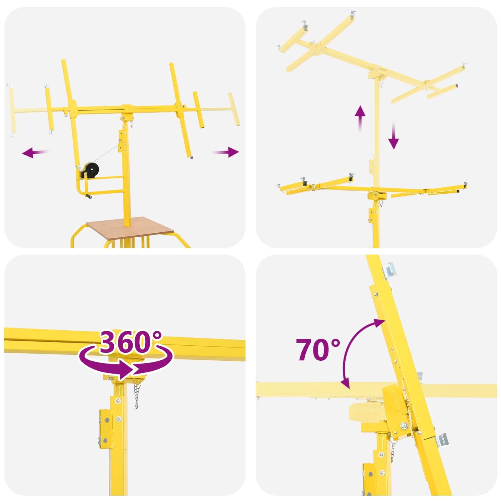 vidaXL Elevador de placa de yeso Acero Amarillo