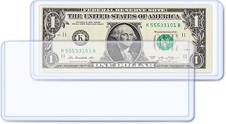 50 Pack Dollar Bill Sleeves, Clear PVC Currency Holders Transparent Bill Display Protectors for Regular Bills Cash Money Banknotes and Stamps, 6.8 x 2.9 Inch