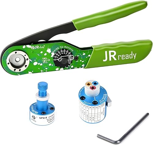 JRready ST2165 M225201-01 Kit de herramientas de crimpado NEW-ASF1G Herramienta de crimpado con ajuste de tornillo universal UF2-5 y PH102
