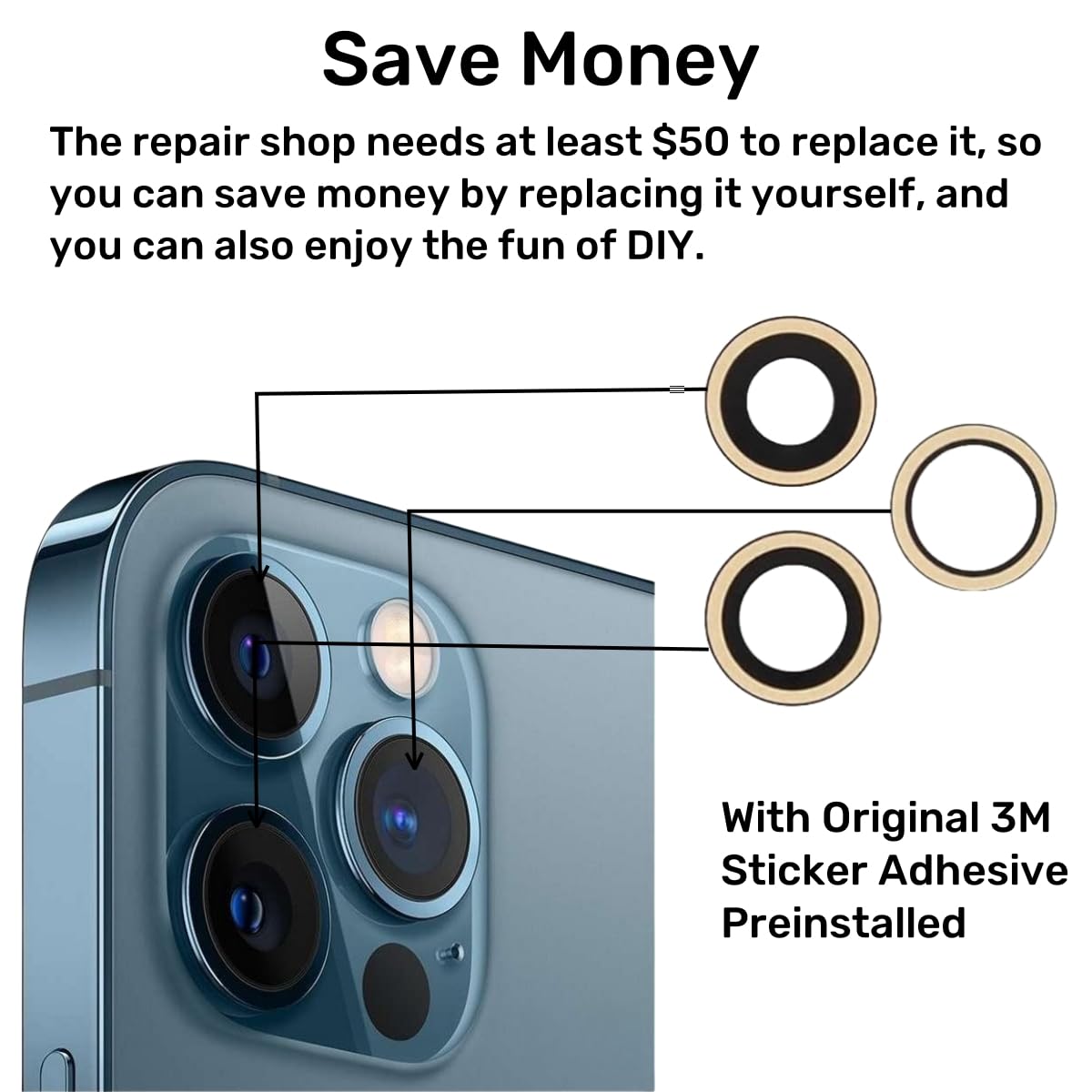 Amazon.com: LNONLS 3pcs Original OEM 12 Pro Max Back Rear Camera