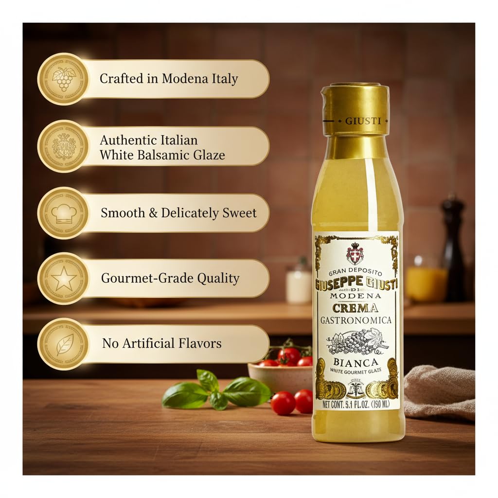 Giuseppe Giusti White Glaze Balsamic Vinegar BIANCA 150ml, Sweet Tangy Drizzle 1