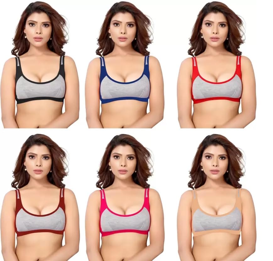 Sports Multicolor Bra - Maximum Support Athletic Bra for Women - Moisture-Wicking Gym Workout Bra Combo (Pack of 6)_Sport Bra Pack of 6-picture-40