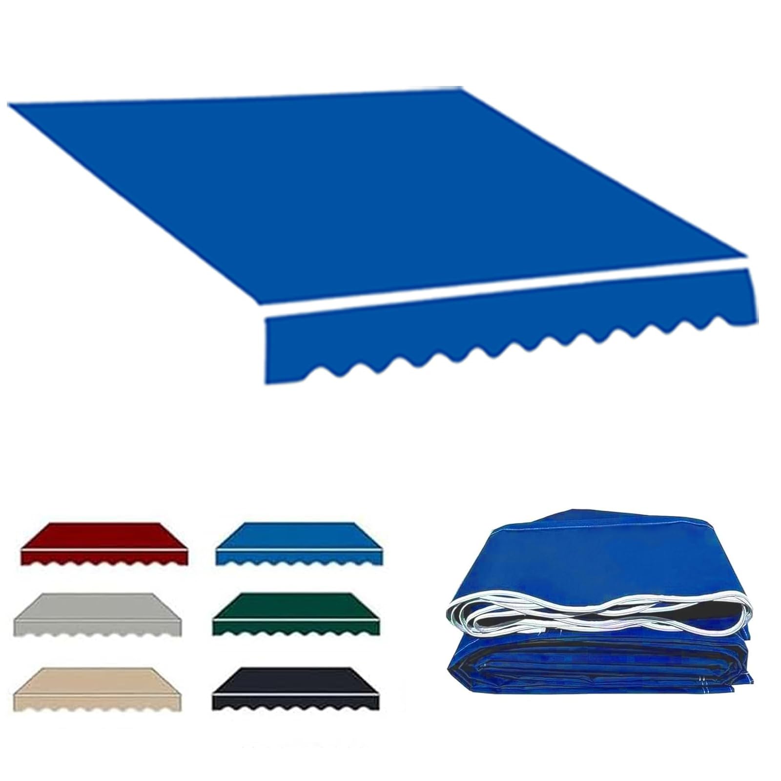 ROFBIHG Retractable Patio Awning Replacement Fabric, Sunshade Patio Awnings Replace Canvas, Weatherproof Replacement Fabric Valance for Yard Garden Windows (Without Frame)(Blue,6.5x3.5m(21.3x11.5ft))