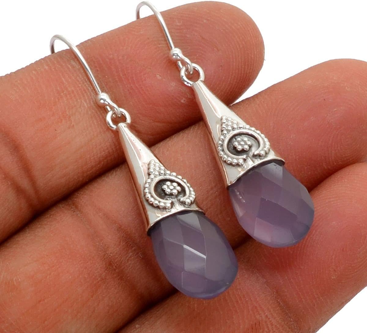 Silver Palace Natural Gemstones 925 Sterling Silver Drop Dangle Earrings For Women & Girls