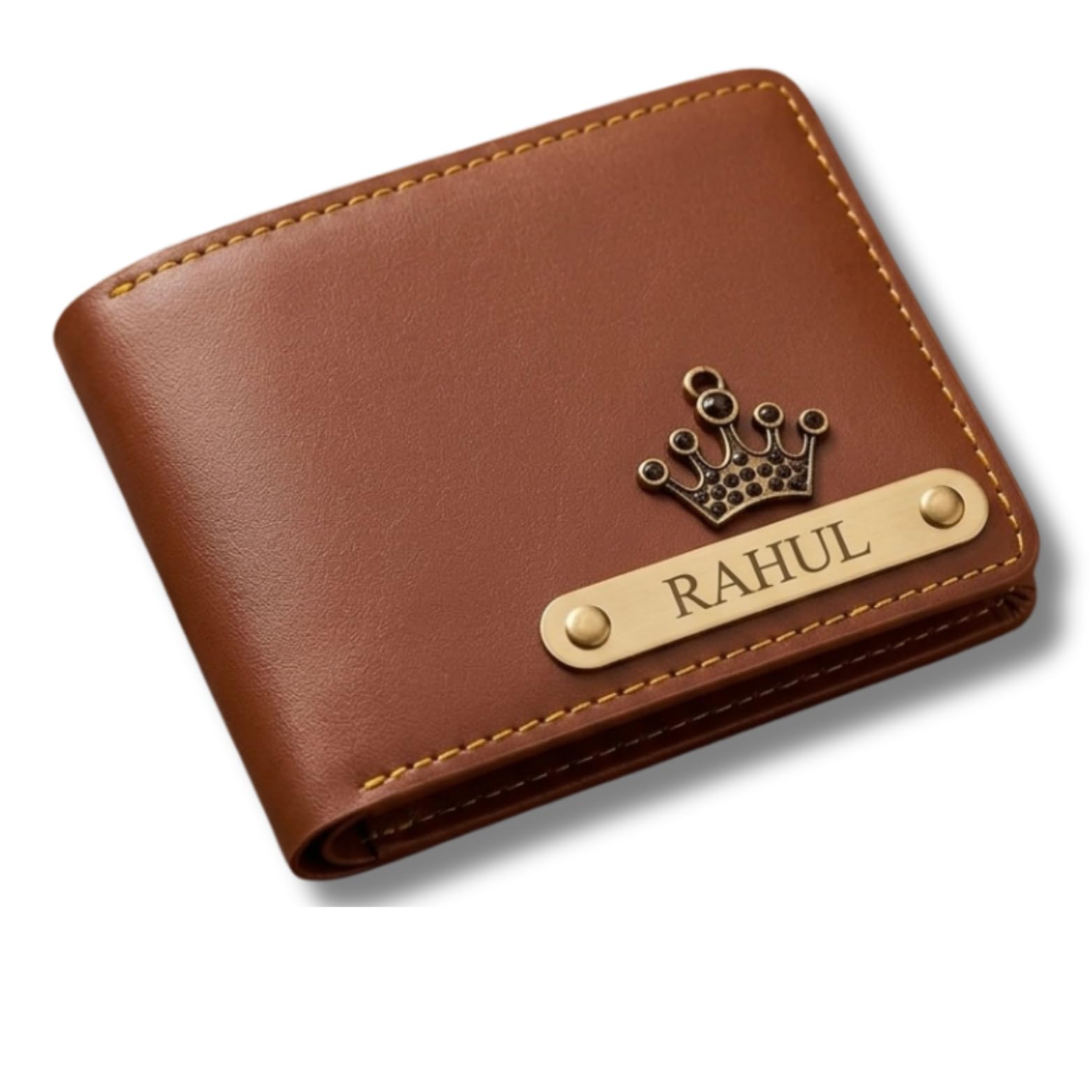 Personalized Men's Wallet with Custom Name Plate & Crown Charm | Premium Faux Leather Bi-Fold Wallet for Men |Card Holder | Birthday Gift for Husband Boyfriend Father Brother (Brown)-image-18